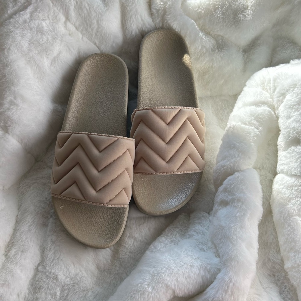 Stylish Beige Slide Sandals